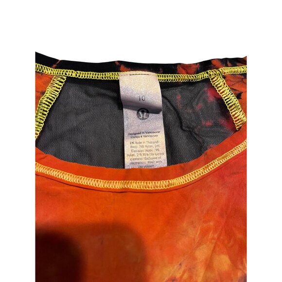 Lululemon Tie-Dyed Cropped Sculpt Tank Black Orange Size 10 Lightweight - Picture 3 of 3
